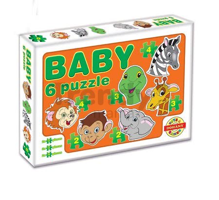 Baby puzzle Zvieratká a dopravné prostriedky Dohány 6-obrázkové od 24 mes