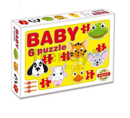 Baby puzzle Zvieratká a dopravné prostriedky Dohány 6-obrázkové od 24 mes