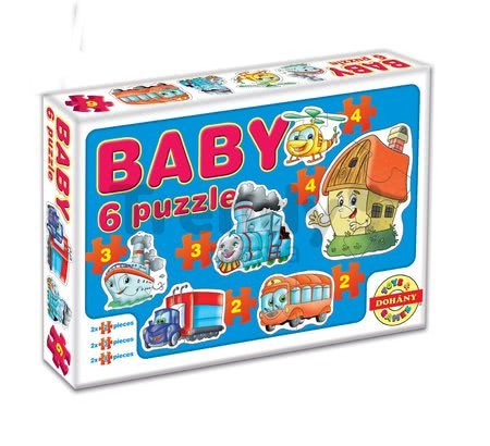Baby puzzle Zvieratká a dopravné prostriedky Dohány 6-obrázkové od 24 mes