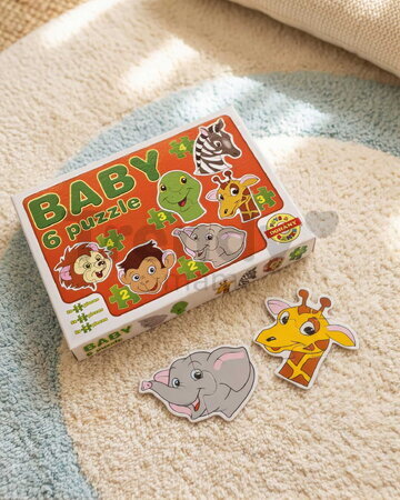 Baby puzzle exotické zvieratká Dohány 6-obrázkové od 24 mes