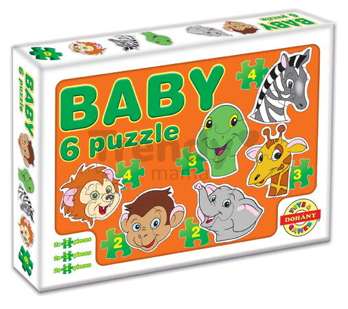 Baby puzzle exotické zvieratká Dohány 6-obrázkové od 24 mes
