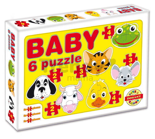 Baby puzzle domáce zvieratká Dohány 6-obrázkové od 24 mes