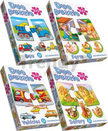 Baby puzzle Duo Pracovné autá Dohány 8x2 dieliky 8-obrázkové od 24 mes