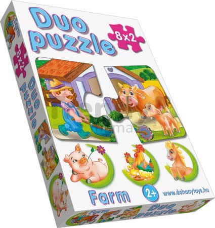 Baby puzzle Duo Farma Dohány 2-obrázkové 8x2 dieliky od 24 mes