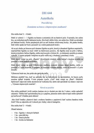 Spoločenská hra pre najmenších Autoškola Dohány náučná hra o cestnej premávke od 4 rokov