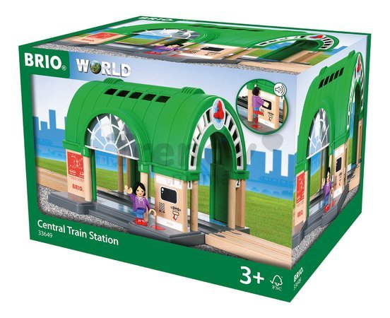 Hlavná vlaková stanica so zvukmi Central Train Station BRIO s elektronická s dvojitým koľajiskom a figúrkou od 3 rokov BRIO6498