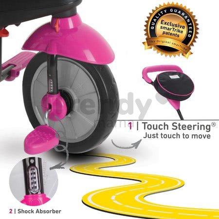 Trojkolka SWING DLX 4v1 Pink TouchSteering smarTrike s tlmičom a voľnobehom + UV filter ružová od 10 mes