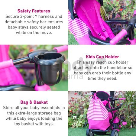 Trojkolka SWING DLX 4v1 Pink TouchSteering smarTrike s tlmičom a voľnobehom + UV filter ružová od 10 mes