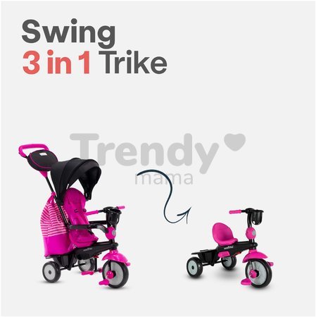 Trojkolka SWING DLX 4v1 Pink TouchSteering smarTrike s tlmičom a voľnobehom + UV filter ružová od 10 mes