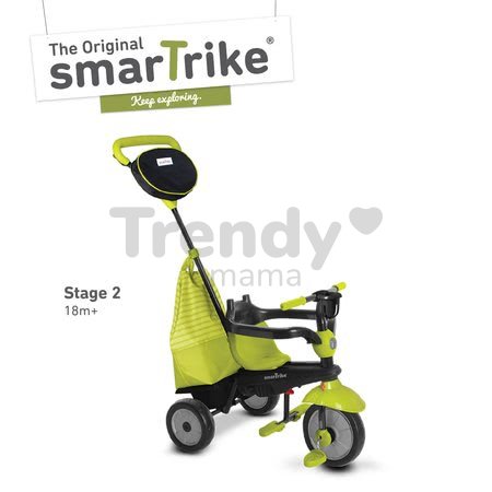 Trojkolka Deluxe Green Touch Steering 4v1 smarTrike s tlmičom a 2 taškami zeleno-čierna od 10 mesiacov