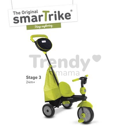 Trojkolka Deluxe Green Touch Steering 4v1 smarTrike s tlmičom a 2 taškami zeleno-čierna od 10 mesiacov