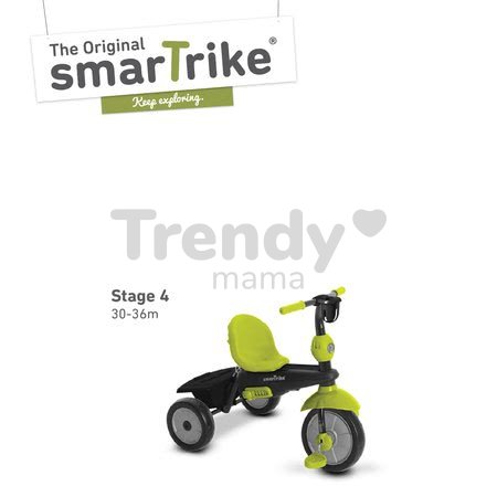 Trojkolka Deluxe Green Touch Steering 4v1 smarTrike s tlmičom a 2 taškami zeleno-čierna od 10 mesiacov