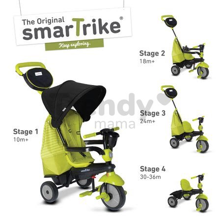 Trojkolka Deluxe Green Touch Steering 4v1 smarTrike s tlmičom a 2 taškami zeleno-čierna od 10 mesiacov