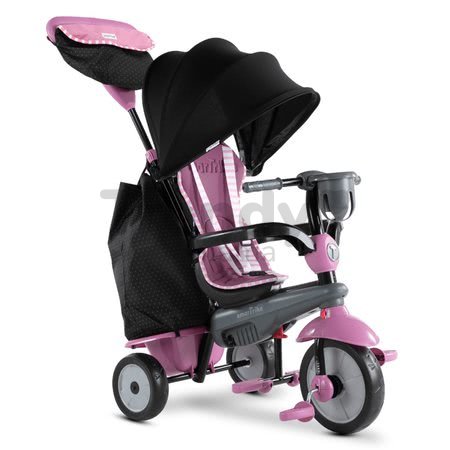 Trojkolka Swirl DLX 4v1 Grey&Pink TouchSteering smarTrike s tlmičom a voľnobehom + UV filter šedo-ružová od 10 mes