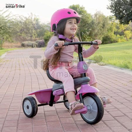 Trojkolka Swirl DLX 4v1 Grey&Pink TouchSteering smarTrike s tlmičom a voľnobehom + UV filter šedo-ružová od 10 mes