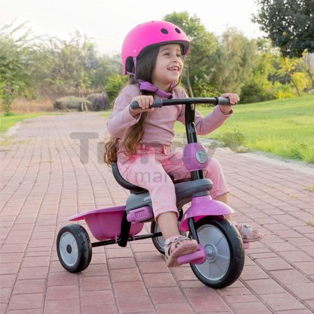 Trojkolka Swirl DLX 4v1 Grey&Pink TouchSteering smarTrike s tlmičom a voľnobehom + UV filter šedo-ružová od 10 mes