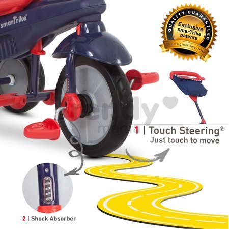Trojkolka Swirl DLX 4v1 Blue&Red smarTrike Touch Steering s tlmičom a voľnobehom + UV filter modro-červená od 10 mes