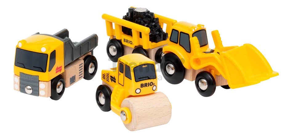 Drevené stavebné stroje Construction Vehicles BRIO nákladné auto s nakladačom a valcom od 3 rokov BRIO6580