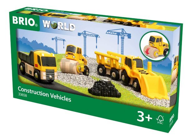 Drevené stavebné stroje Construction Vehicles BRIO nákladné auto s nakladačom a valcom od 3 rokov BRIO6580