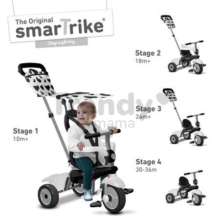 Trojkolka Vanilla smarTrike TouchSteering so slnečníkom čierno-biela od 10 mes