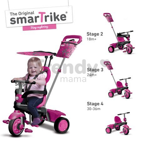 Trojkolka Vanilla 4v1 Pink Touch Steering smarTrike ružová so slnečníkom od 10 mes