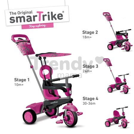 Trojkolka Vanilla 4v1 Pink Touch Steering smarTrike ružová so slnečníkom od 10 mes