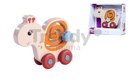 Drevené autíčko slimák Snail with Movement Eichhorn s pohyblivým kvetom dĺžka 13 cm od 12 mes