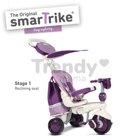 Trojkolka Splash 5v1 Purple&White smarTrike 360° riadenie s polohovateľnou opierkou fialovo-krémová od 10 mes