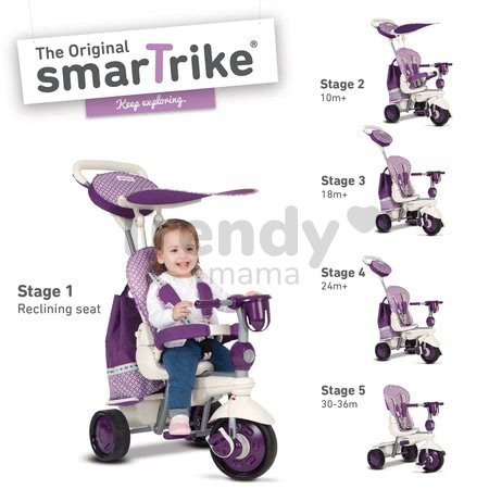 Trojkolka Splash 5v1 Purple&White smarTrike 360° riadenie s polohovateľnou opierkou fialovo-krémová od 10 mes