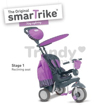 Trojkolka Splash 5v1 Purple smarTrike 360° riadenie s polohovateľnou opierkou fialovo-šedá od 10 mes
