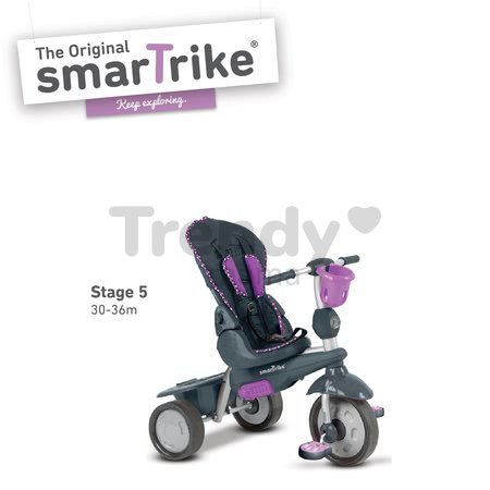 Trojkolka Splash 5v1 Purple smarTrike 360° riadenie s polohovateľnou opierkou fialovo-šedá od 10 mes