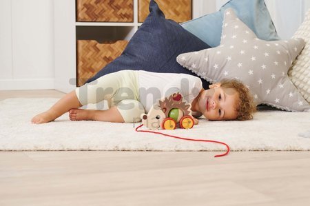 Drevené autíčko ježko so zvukom Pull Back Hedgehog Eichhorn so šnúrkou na ťahanie 16 cm od 12 mes