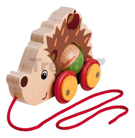 Drevené autíčko ježko so zvukom Pull Back Hedgehog Eichhorn so šnúrkou na ťahanie 16 cm od 12 mes