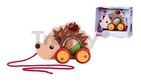 Drevené autíčko ježko so zvukom Pull Back Hedgehog Eichhorn so šnúrkou na ťahanie 16 cm od 12 mes