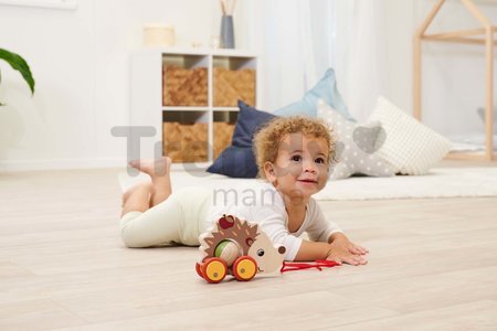 Drevené autíčko ježko so zvukom Pull Back Hedgehog Eichhorn so šnúrkou na ťahanie 16 cm od 12 mes