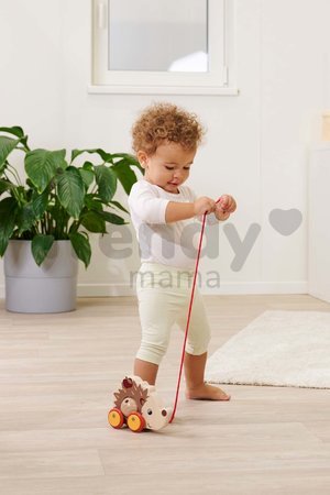 Drevené autíčko ježko so zvukom Pull Back Hedgehog Eichhorn so šnúrkou na ťahanie 16 cm od 12 mes