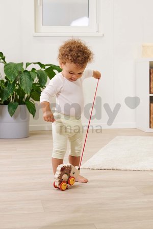 Drevené autíčko ježko so zvukom Pull Back Hedgehog Eichhorn so šnúrkou na ťahanie 16 cm od 12 mes