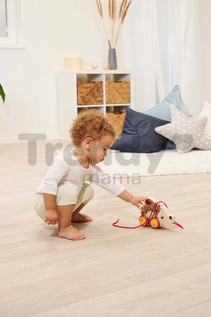 Drevené autíčko ježko so zvukom Pull Back Hedgehog Eichhorn so šnúrkou na ťahanie 16 cm od 12 mes