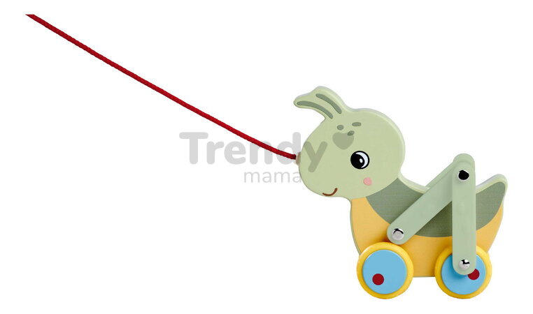 Drevený lúčny koník na ťahanie Pullback Grasshopper Eichhorn so šnúrkou a pohyblivými nohami od 12 mes