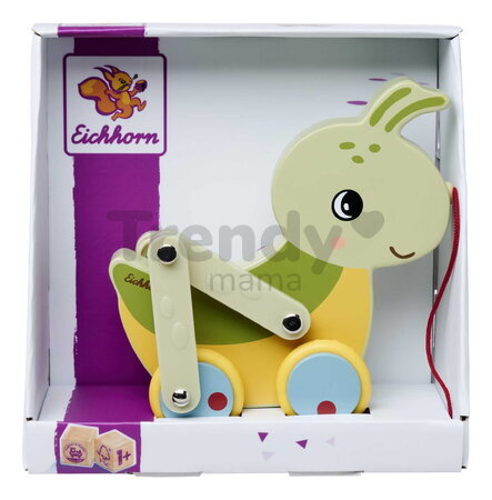 Drevený lúčny koník na ťahanie Pullback Grasshopper Eichhorn so šnúrkou a pohyblivými nohami od 12 mes