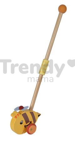 Drevené autíčko včielka Push Bee with Stick Eichhorn s vodiacou rúčkou dĺžka 50 cm od 12 mes