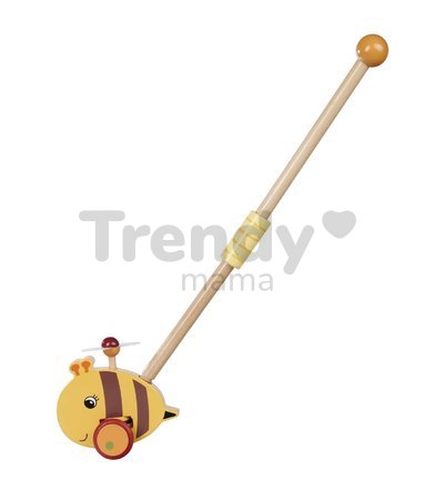 Drevené autíčko včielka Push Bee with Stick Eichhorn s vodiacou rúčkou dĺžka 50 cm od 12 mes