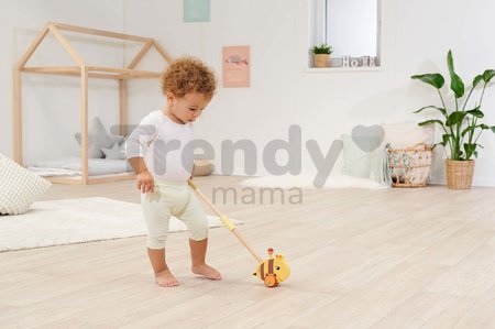 Drevené autíčko včielka Push Bee with Stick Eichhorn s vodiacou rúčkou dĺžka 50 cm od 12 mes