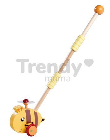 Drevené autíčko včielka Push Bee with Stick Eichhorn s vodiacou rúčkou dĺžka 50 cm od 12 mes
