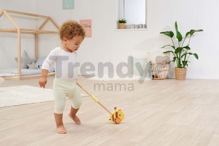 Drevené autíčko včielka Push Bee with Stick Eichhorn s vodiacou rúčkou dĺžka 50 cm od 12 mes