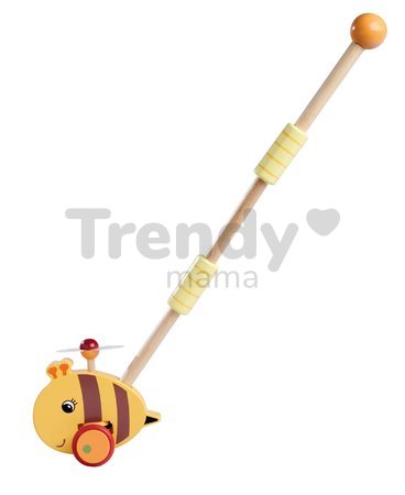 Drevené autíčko včielka Push Bee with Stick Eichhorn s vodiacou rúčkou dĺžka 50 cm od 12 mes