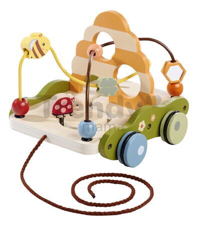 Drevený labyrint na ťahanie Pull-along Wagon Eichhorn s korálikmi od 12 mes