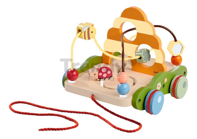 Drevený labyrint na ťahanie Pull-along Wagon Eichhorn s korálikmi od 12 mes