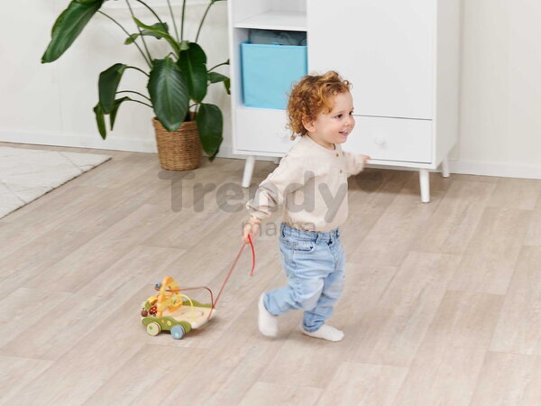 Drevený labyrint na ťahanie Pull-along Wagon Eichhorn s korálikmi od 12 mes