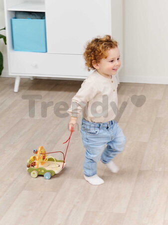 Drevený labyrint na ťahanie Pull-along Wagon Eichhorn s korálikmi od 12 mes